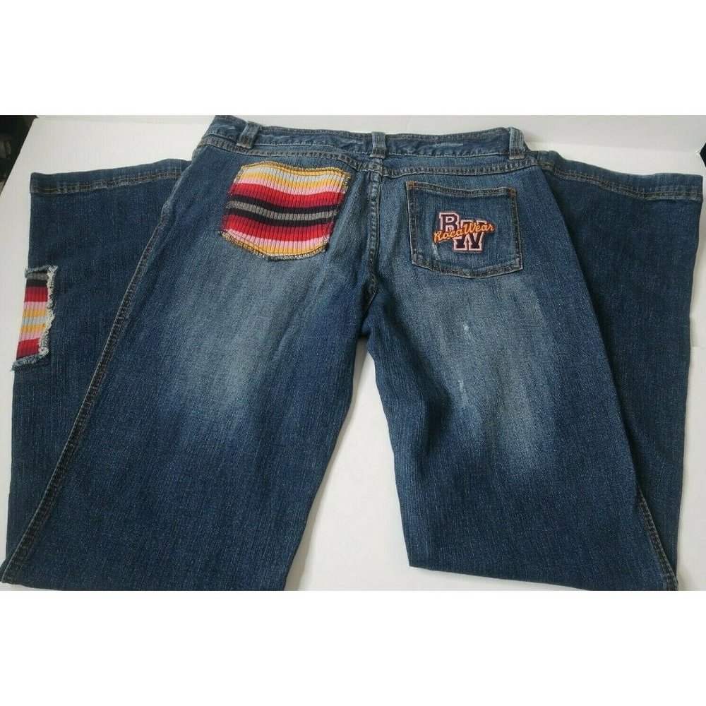 Rocawear RW Authentic Boho Hippie Grunge Women's Jr Size 13/14 Patchwork Jeans